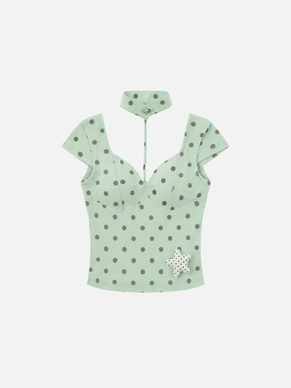 Polka Dot Choker Short Sleeve Tee