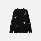 Vintage Ripped Cross Knitted Sweater