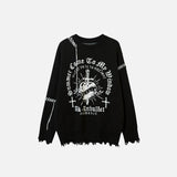 Vintage Ripped Cross Knitted Sweater