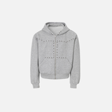 Heavyweight Metal Studs Zip-Up Hooded Sweatshirt