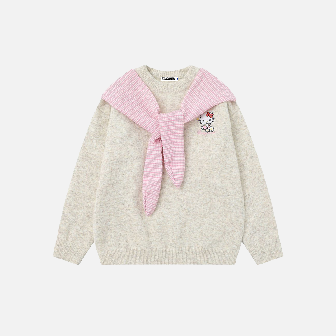 Cozy Oversized Bow Design Knit Sweater