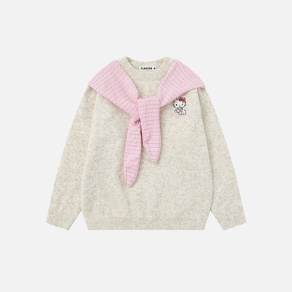 Cozy Oversized Bow Design Knit Sweater