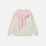 Cozy Oversized Bow Design Knit Sweater