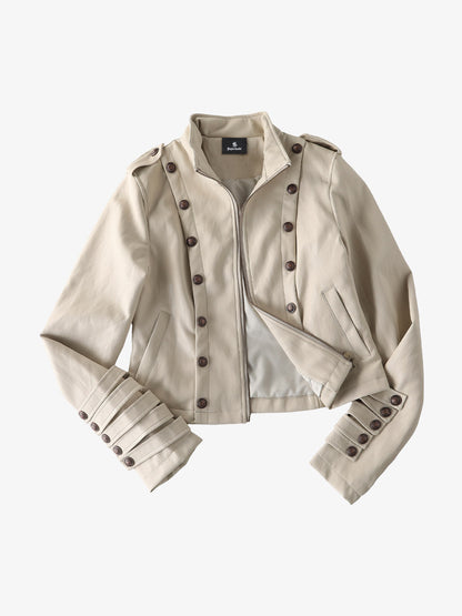Napoleon Faux Leather Jacket; Apricot / S, Apricot / M, Apricot / L