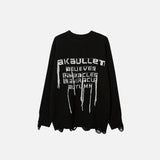 Stitched Tassel Ripped Knitted Sweater