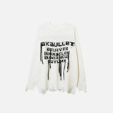 Stitched Tassel Ripped Knitted Sweater