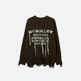 Stitched Tassel Ripped Knitted Sweater