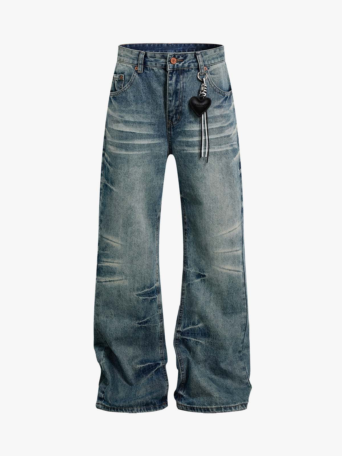 Distressed Washed Jeans; Blue / M, Blue / L, Blue / XL, Blue / 2XL