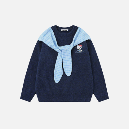 Cozy Oversized Bow Design Knit Sweater