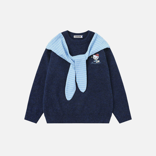 Cozy Oversized Bow Design Knit Sweater