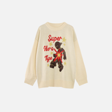 Women Retro Cozy Cartoon Round Neck Sweater