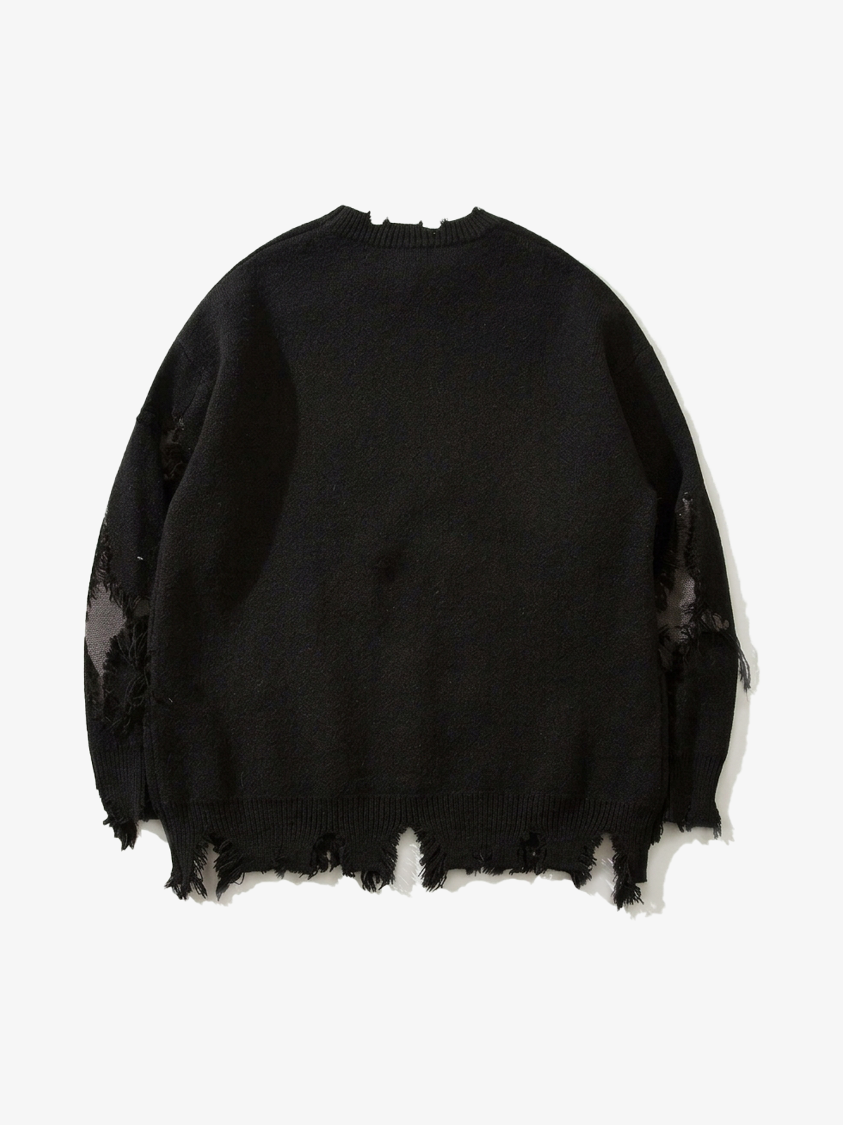 Distressed Skull Jacquard Sweater; Black / S, Black / M, Black / L, Black / XL, Black / 2XL