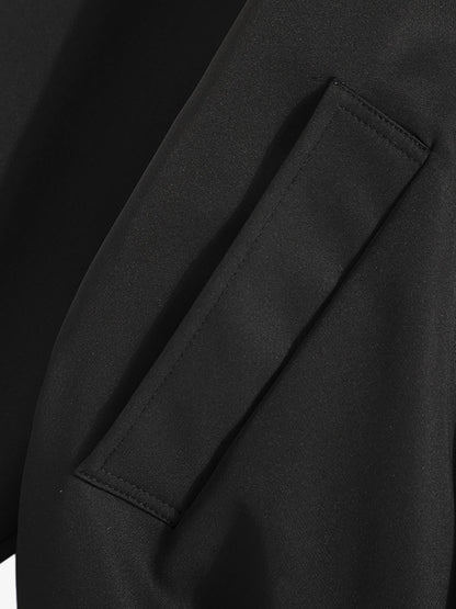 Faux-Fur Collar Zip Bomber Coat; Black / M, Black / L, Black / XL
