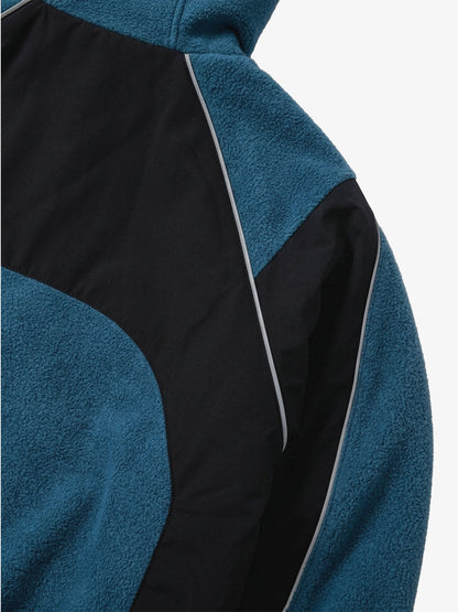 Color-Block Sherpa Panel Zip-Up Hooded Jacket