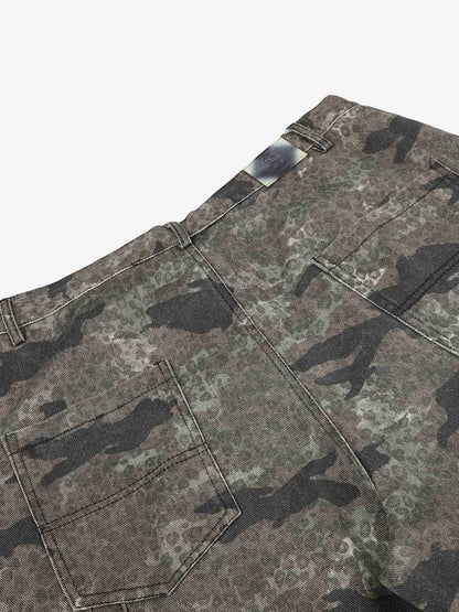 Leopard Camo Patchwork Cargo Pants; Forest Camouflage / S, Forest Camouflage / M, Forest Camouflage / L, Forest Camouflage / XL