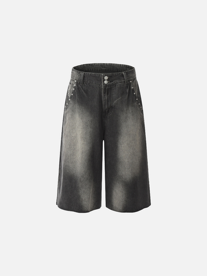 Y2K Rivets Washed Lightning Jorts