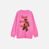 Women Retro Cozy Cartoon Round Neck Sweater