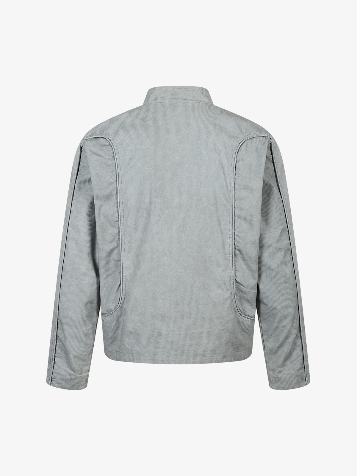 Retro Patchwork Stand Collar Work Jacket; Gray-Green / S, Gray-Green / M, Gray-Green / L, Gray-Green / XL