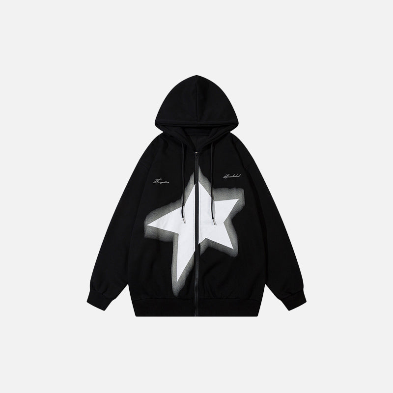 Star Oversized Zip-up Hoodie