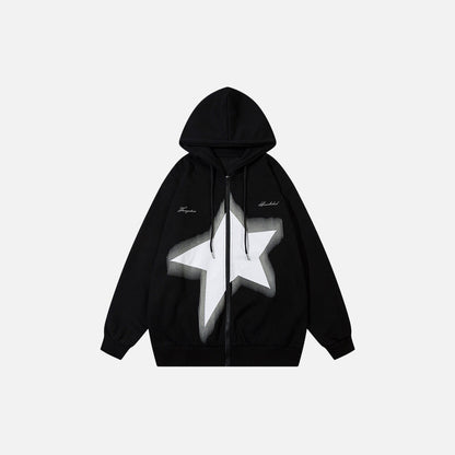 Star Oversized Zip-up Hoodie