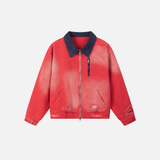 Retro Loose Color Block Cargo Ripped Denim Jacket