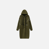 Green Knitted Hooded Comfy Long Cardigan