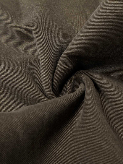 Multi-Button Pleated Curved-Leg Jeans; Gray / S, Gray / M, Gray / L, Gray / XL, Gray / 2XL