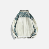 Ethnic Style Spliced Denim Jacquard Casual Loose Jacket