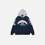 Embroidery Distressed Baseball Windbreaker Jacket