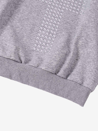 Cross Rhinestone Off-Shoulder Sweatshirt; Gray / S, Gray / M, Gray / L