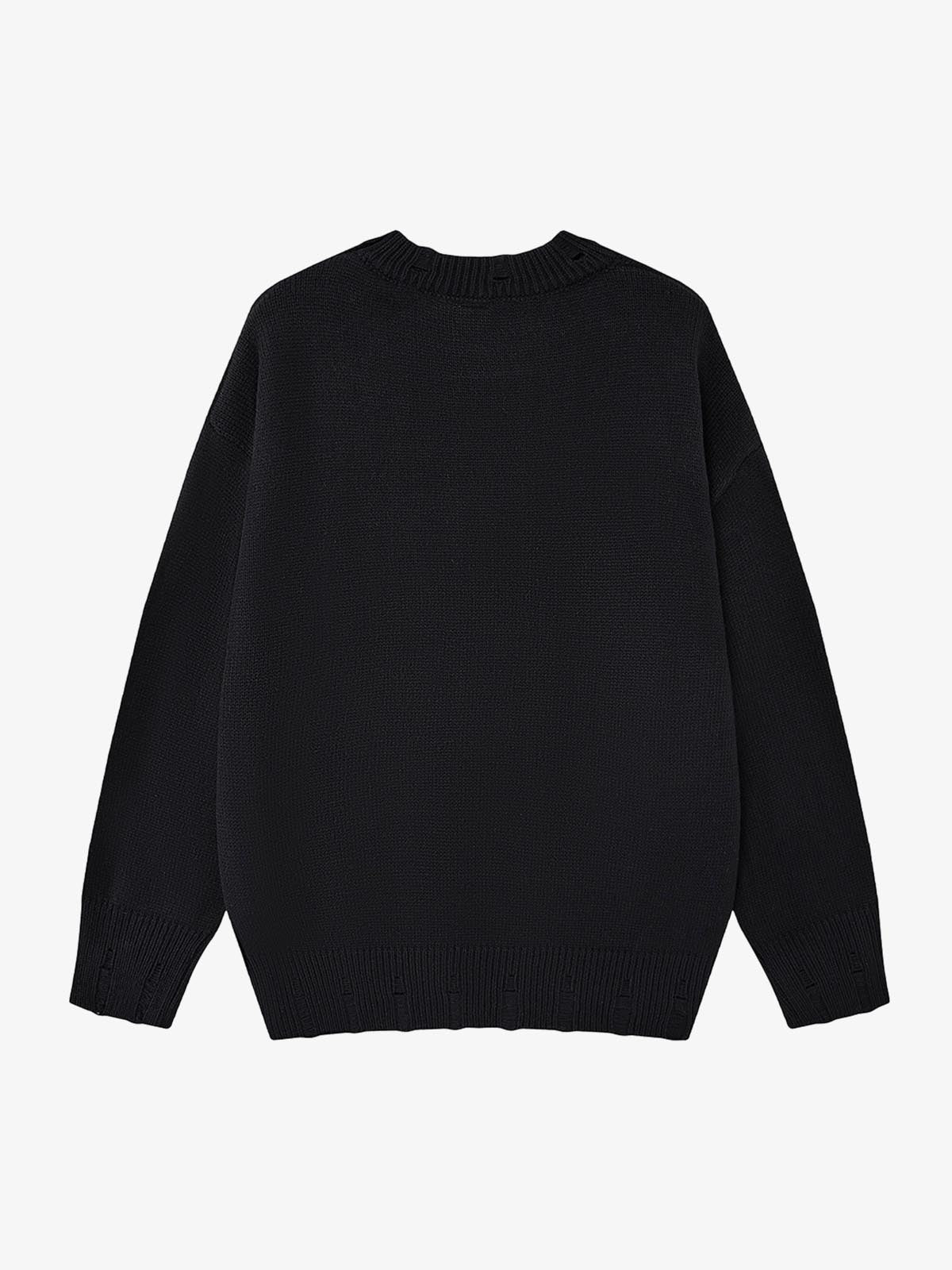 Skull Skeleton Graphic Knit Sweater; Black / S, Black / M, Black / L, Black / XL