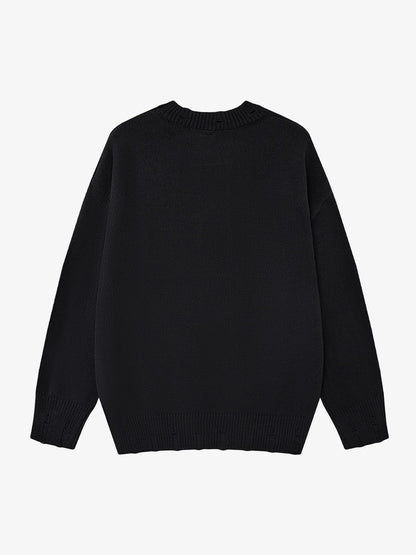 Skull Skeleton Graphic Knit Sweater; Black / S, Black / M, Black / L, Black / XL