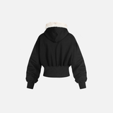 Plush Short Outerwear with Beaded Hooded Sweatshirt