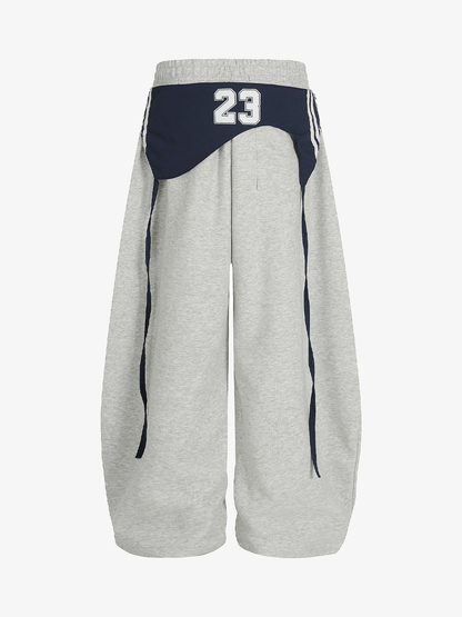 Foldover Striped Baggy Sweatpants