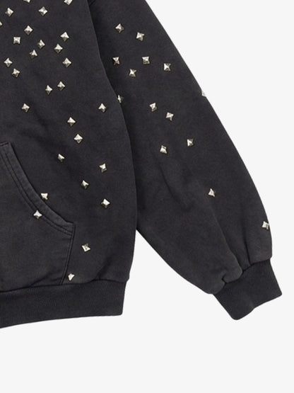 Metallic Studded Boxy Fit Zip-Up Hoodie