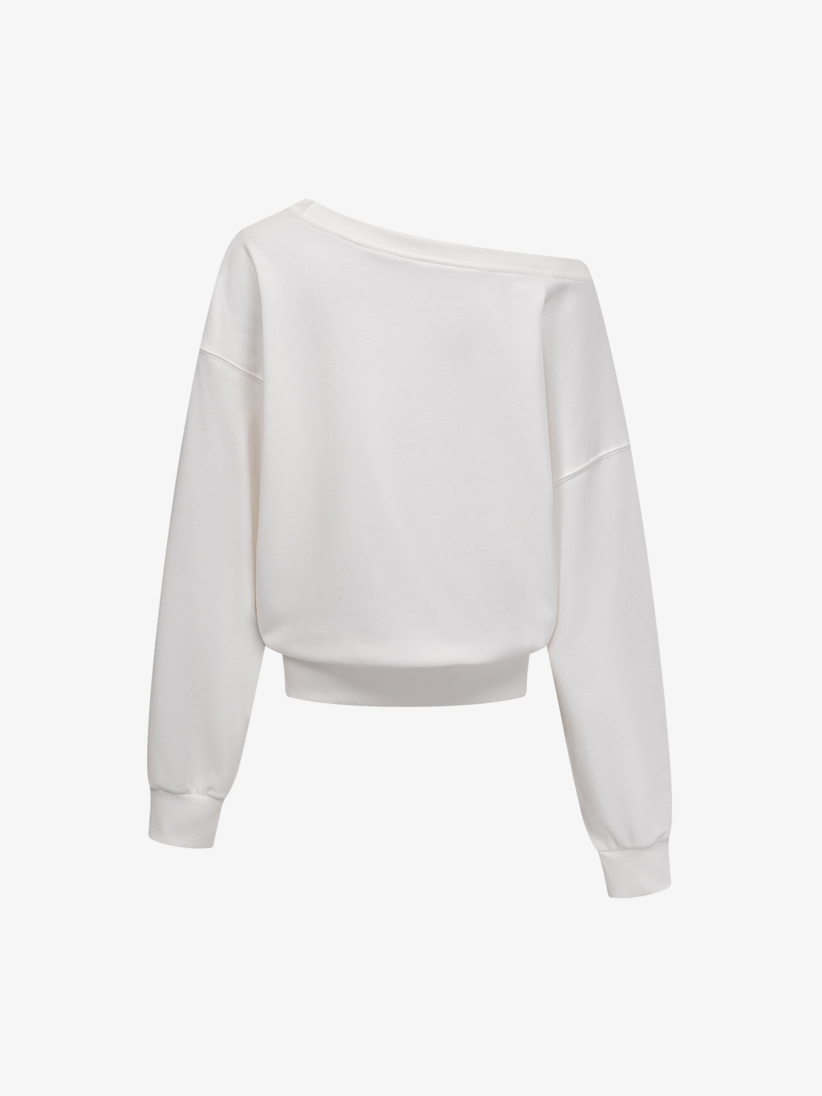 Flag Print Off-Shoulder Sweatshirt; White / S, White / M, White / L