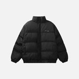 Pleated Heart Stand Collar Puffer Jacket