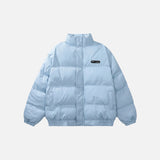 Pleated Heart Stand Collar Puffer Jacket