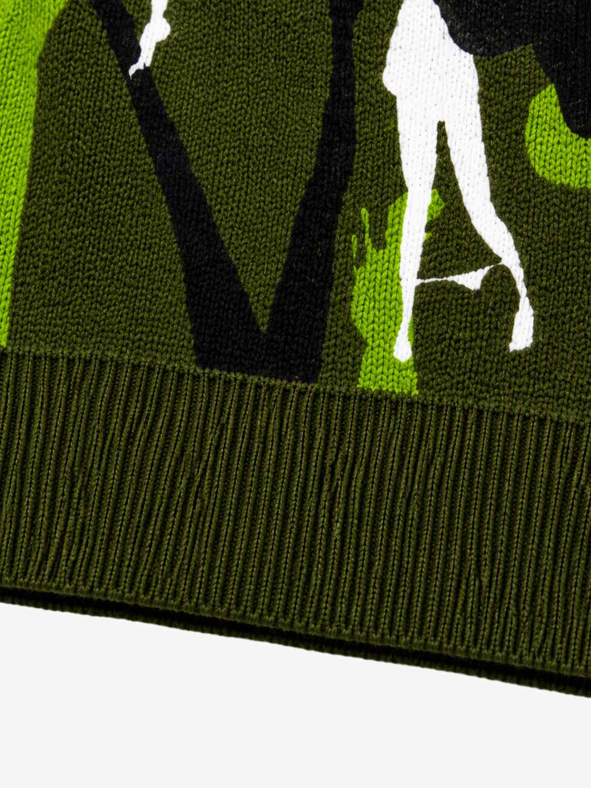 Abstract Camo Graphic Cropped Boxy Knit Sweater; Green / S, Green / M, Green / L, Green / XL, Green / 2XL