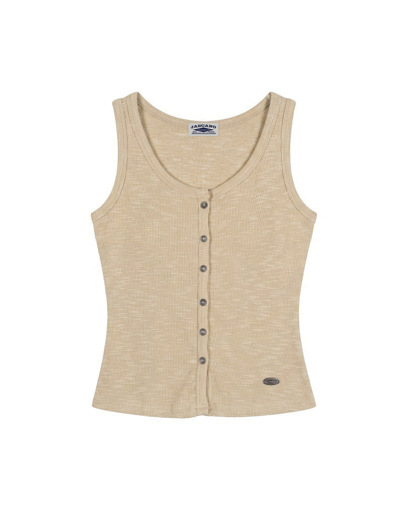 Essential Ribbed Button Tank Top