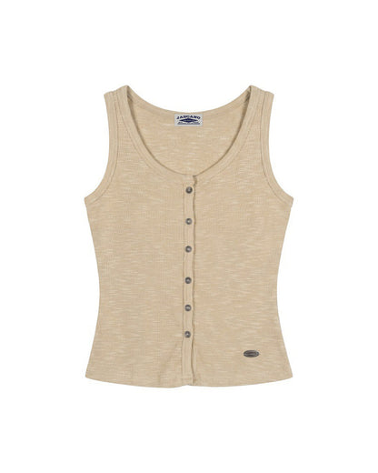 Essential Ribbed Button Tank Top
