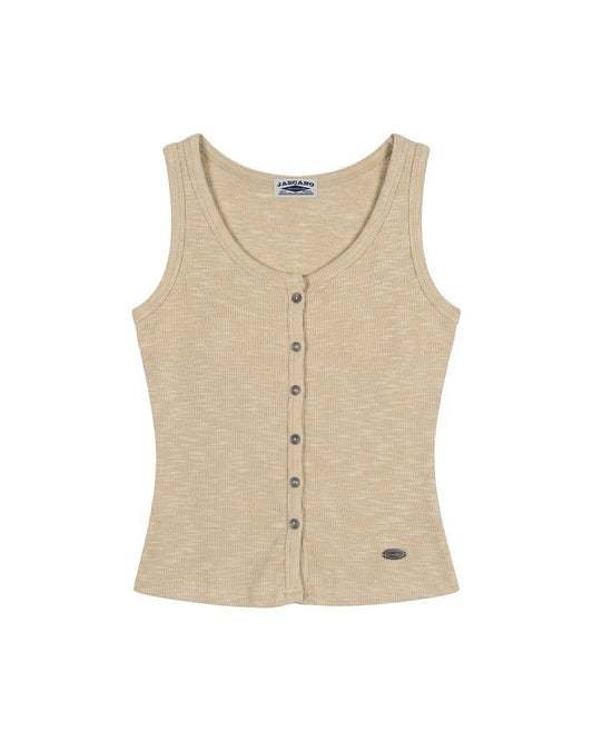 Essential Ribbed Button Tank Top