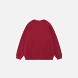 Back view of the red Y2k Star Print Sweatshirt in a gray background