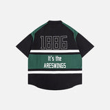 Letter Embroidery Motorcycle Shirt