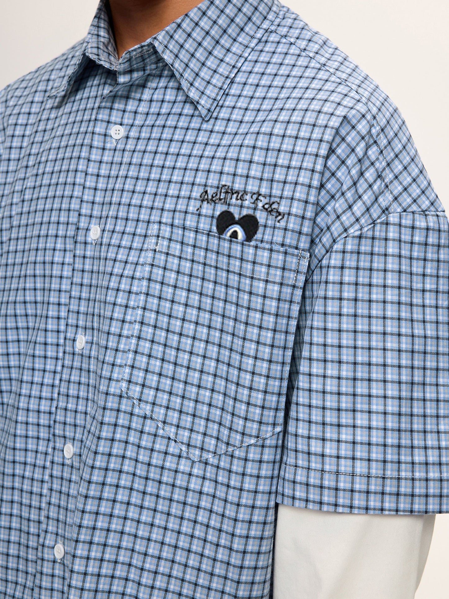 Plaid Layered Long Sleeve Shirt