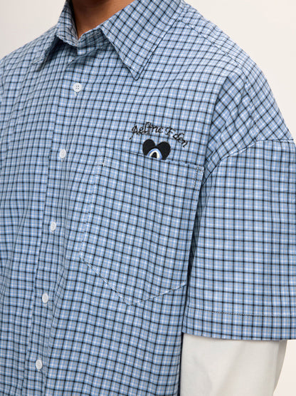 Plaid Layered Long Sleeve Shirt