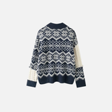 Elegant Jacquard Knitted Long Sleeve Cardigan