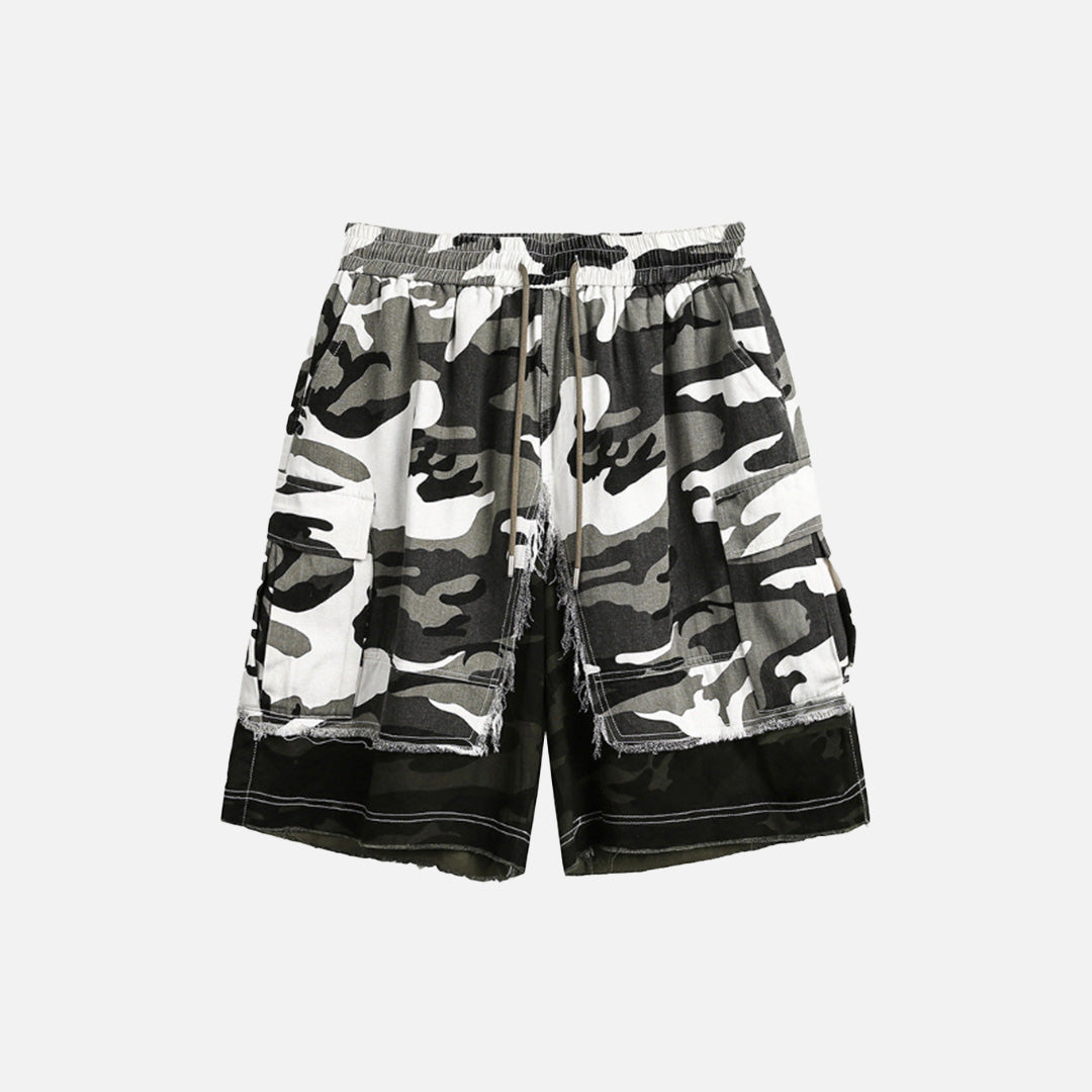 Rugged Camo Distressed Shorts