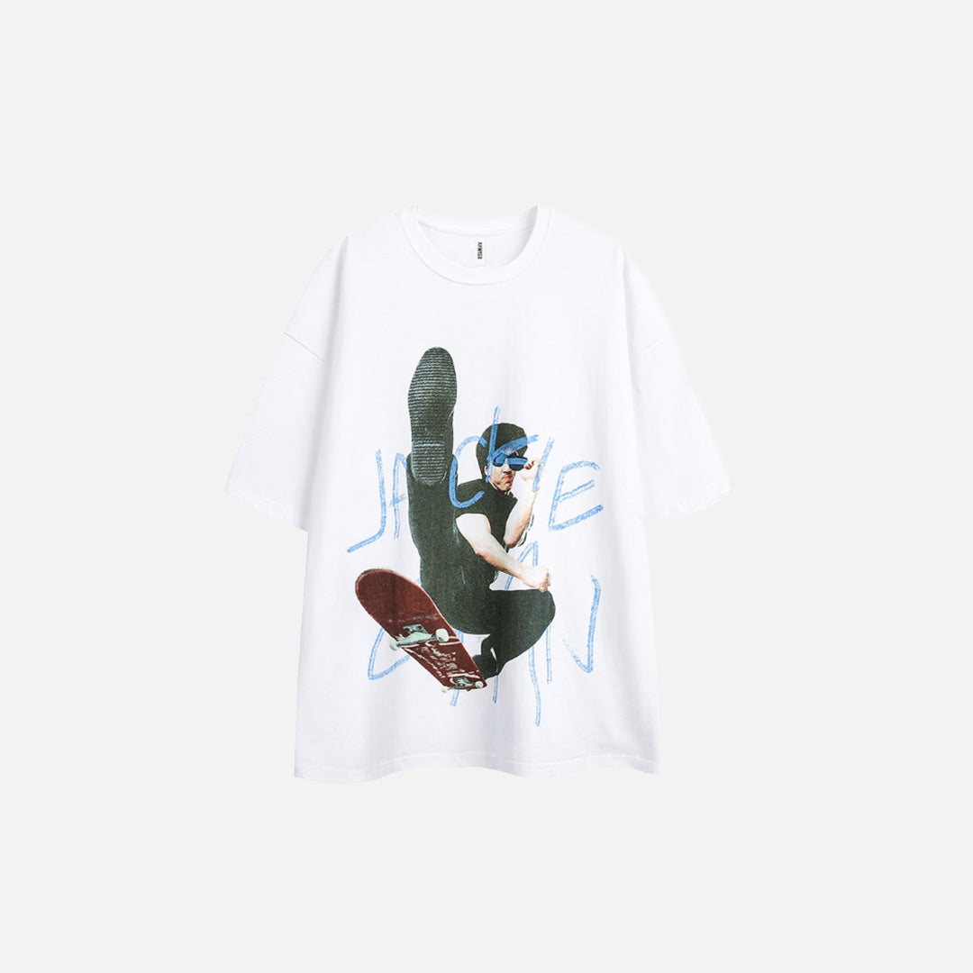 Bold Character Printed Loose Fit T-Shirt