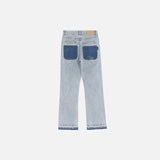 Blue Star Letter Embroidery Straight Denim Pants